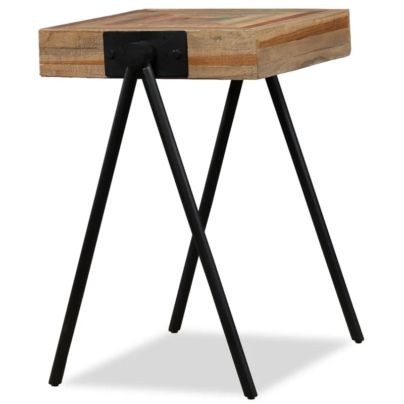 Table d'appoint support de plante en teck massif de récupération multicolore DEC032543