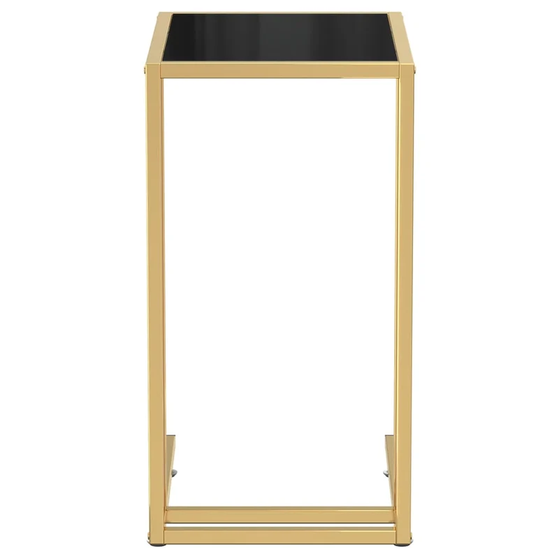 Table d'appoint table d'ordinateur bout de canapé 50 x 35 x 65 cm verre trempé noir et fer doré DEC032519