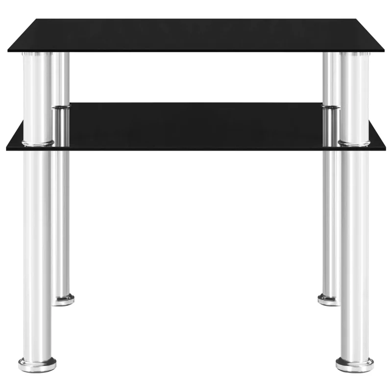 Table d'appoint avec étagère 45 x 50 x 45 cm verre trempé noir et acier DEC032488