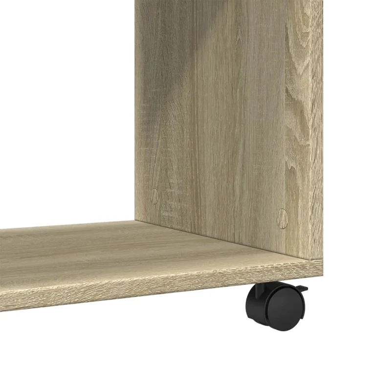 Table d'appoint console bout de canapé sur roulettes en bois d'ingénierie couleur chêne DEC032331