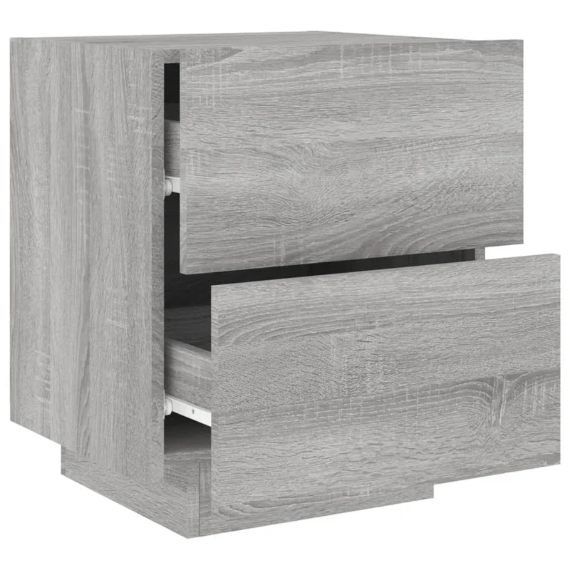 Table de chevet avec tiroir et LED 45 x 40 x 55 cm en bois d'ingénierie gris DEC032806