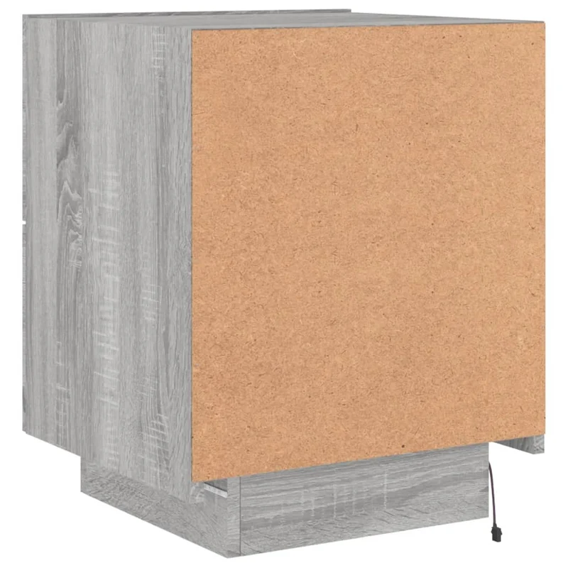 Table de chevet avec tiroir et LED 45 x 40 x 55 cm en bois d'ingénierie gris DEC032806
