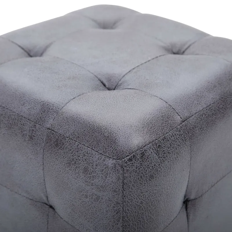 Lot de 2 tabourets pouf repose-pieds 30 x 30 x 30 cm en PVC aspect daim gris DEC032757