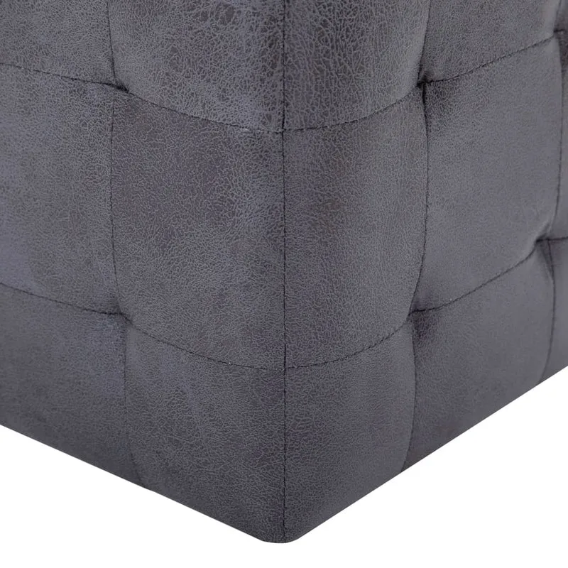 Lot de 2 tabourets pouf repose-pieds 30 x 30 x 30 cm en PVC aspect daim gris DEC032757