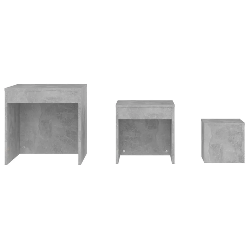 Lot de 3 tables d'appoint gigognes bout de canapé en aggloméré gris DEC032724