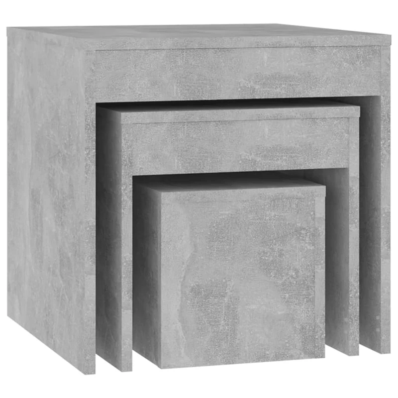 Lot de 3 tables d'appoint gigognes bout de canapé en aggloméré gris DEC032724