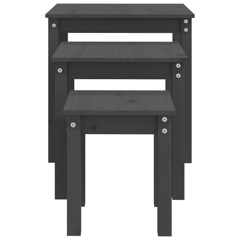 Lot de 3 tables d'appoint gigognes en bois de pin gris DEC032721