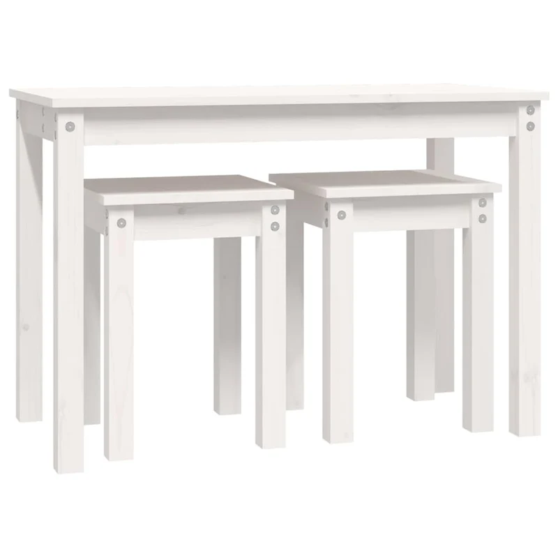 Lot de 3 tables d'appoint gigognes en bois de pin blanc DEC032698