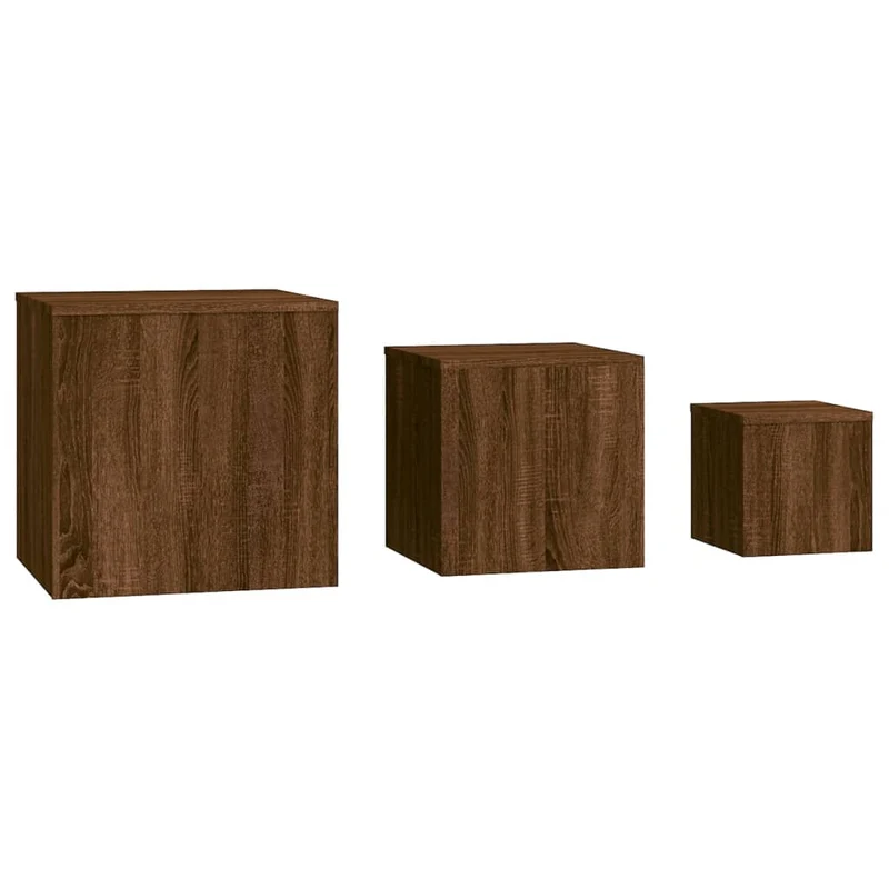 Lot de 3 tables d'appoint bout de canapé en bois d'ingénierie marron DEC032663
