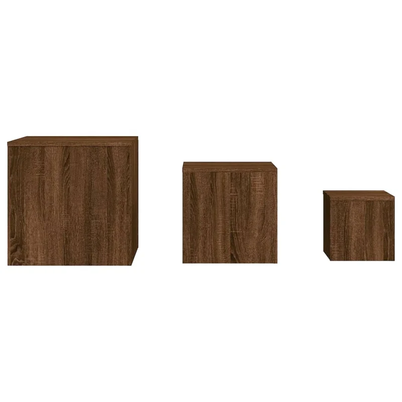 Lot de 3 tables d'appoint bout de canapé en bois d'ingénierie marron DEC032663