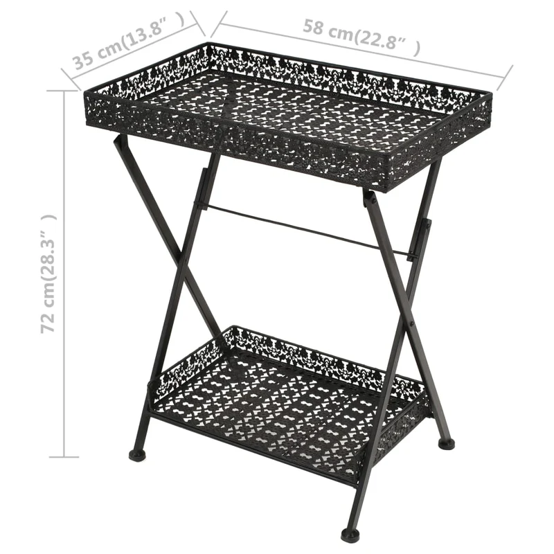 Table d'appoint pliable 58 x 35 x 72 cm en métal noir DEC032589