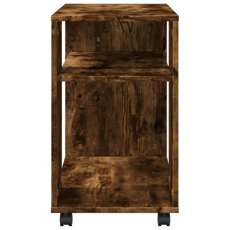 Table d'appoint console bout de canapé sur roulettes 70 x 35 x 60 cm en bois d'ingénierie marron DEC032328