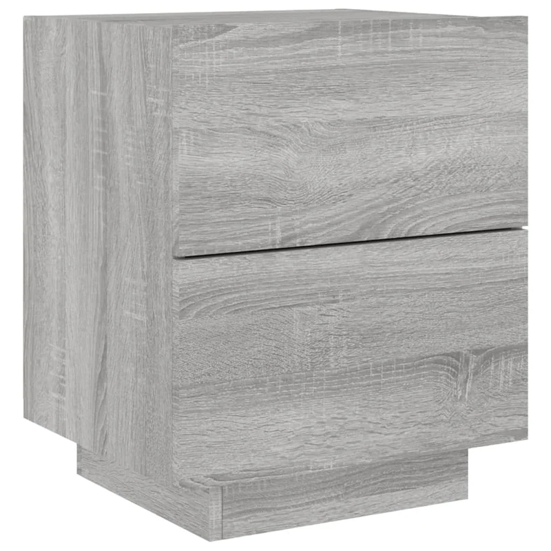 Lot de 2 tables de chevet avec tiroirs et LED 45 x 40 x 55 cm en bois d'ingénierie gris DEC032864