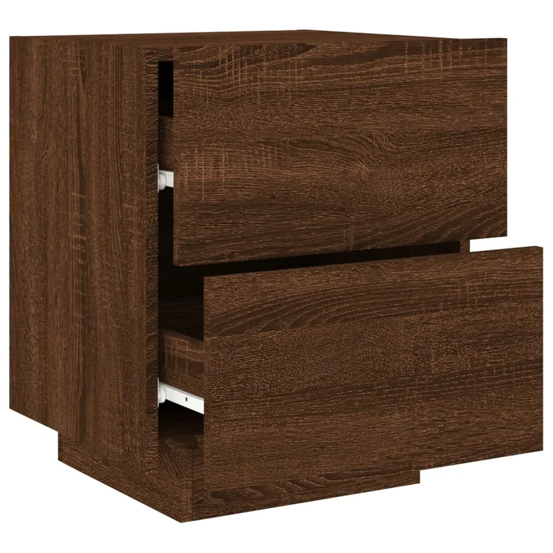 Lot de 2 tables de chevet avec tiroirs et LED bois d'ingénierie marron DEC032846