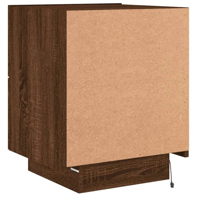Lot de 2 tables de chevet avec tiroirs et LED bois d'ingénierie marron DEC032846