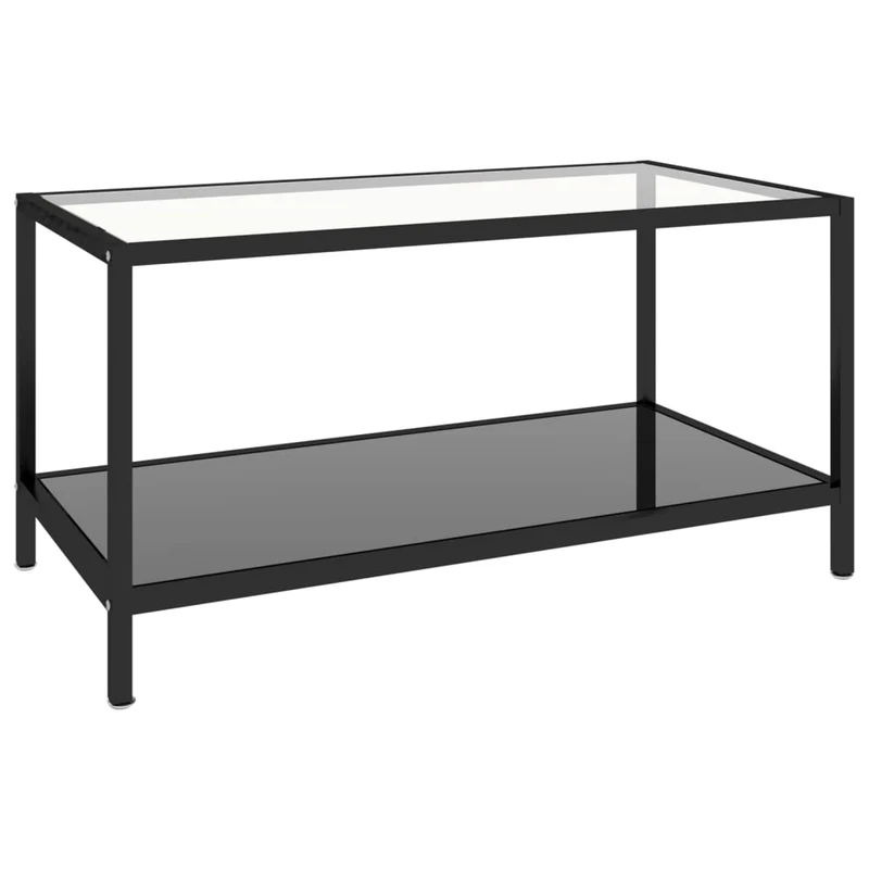 Lot de 2 tables basse de salon tables d'appoint en verre trempé noir et acier DEC032746