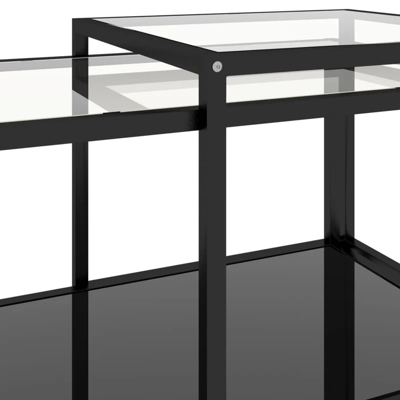 Lot de 2 tables basse de salon tables d'appoint en verre trempé noir et acier DEC032746