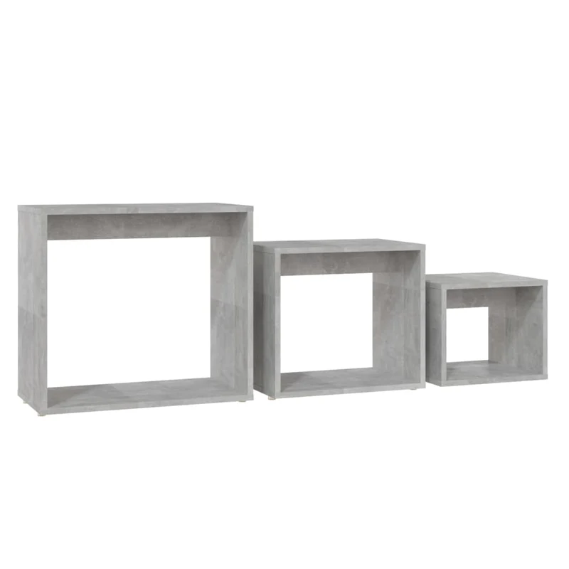Lot de 3 tables d'appoint gigognes en aggloméré couleur gris béton DEC032723