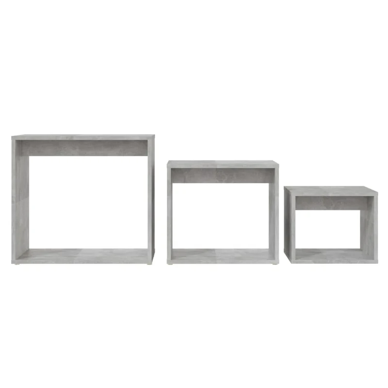 Lot de 3 tables d'appoint gigognes en aggloméré couleur gris béton DEC032723