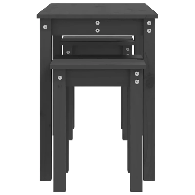 Lot de 3 tables d'appoint gigognes en bois de pin gris DEC032720