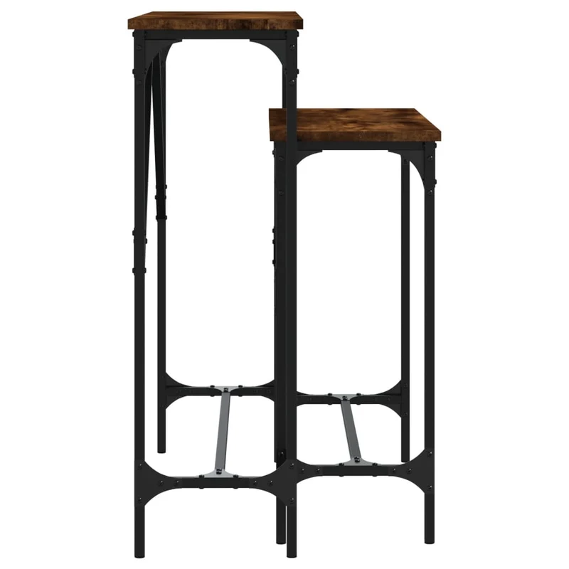 Lot de 2 tables d'appoint console en bois d'ingénierie marron et métal DEC032596