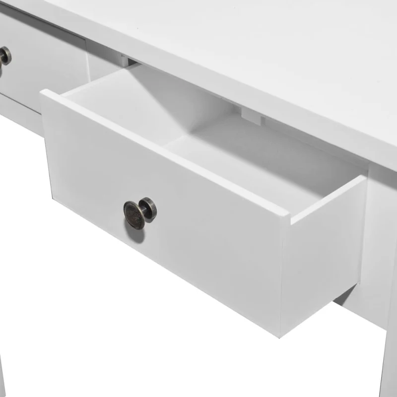 Table d'appoint console meuble coiffeuse avec 2 tiroirs MDF + bois de pin blanc DEC032564
