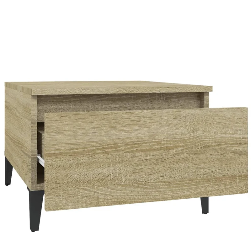 Table d'appoint console table basse avec tiroir 50 x 46 x 35 cm bois d'ingénierie couleur chêne DEC032421
