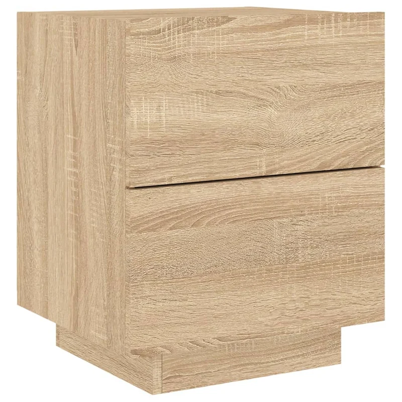 Lot de 2 tables de chevet avec tiroirs en bois d'ingénierie couleur chêne DEC032851
