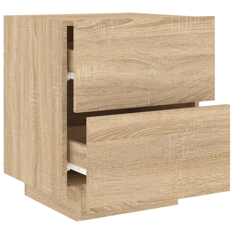 Lot de 2 tables de chevet avec tiroirs en bois d'ingénierie couleur chêne DEC032851