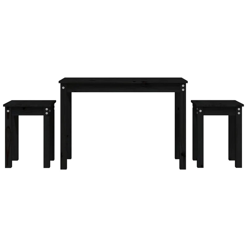Lot de 3 tables d'appoint gigognes en bois de pin noir DEC032734