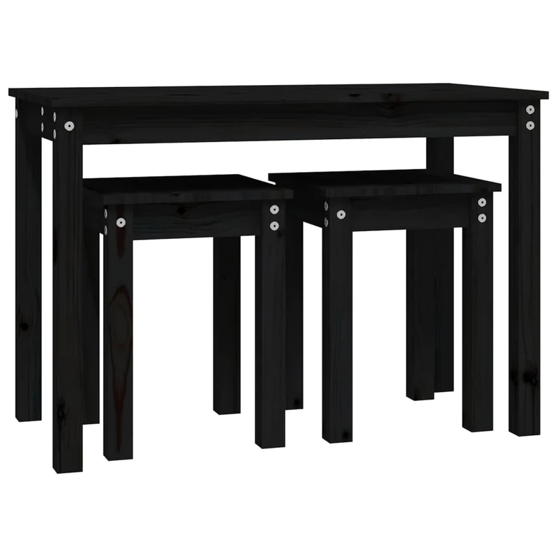 Lot de 3 tables d'appoint gigognes en bois de pin noir DEC032734
