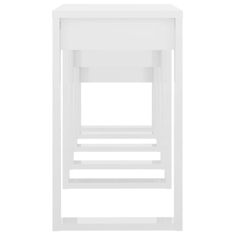 Lot de 3 tables d'appoint gigognes en bois d'ingénierie blanc brilliant DEC032699