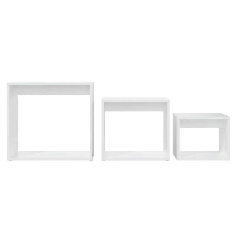 Lot de 3 tables d'appoint gigognes en aggloméré blanc DEC032694