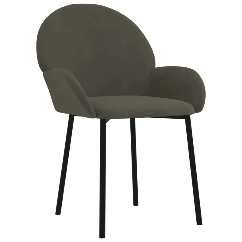 Set de 2 chaises de salle à manger design classique en tissu gris foncé DEC025523