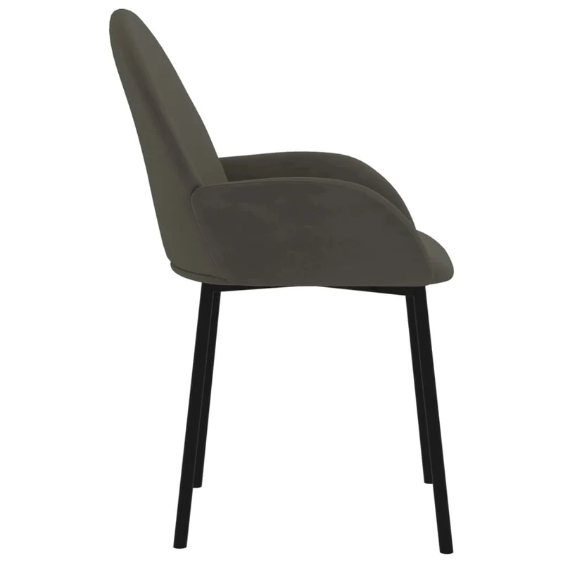 Set de 2 chaises de salle à manger design classique en tissu gris foncé DEC025523