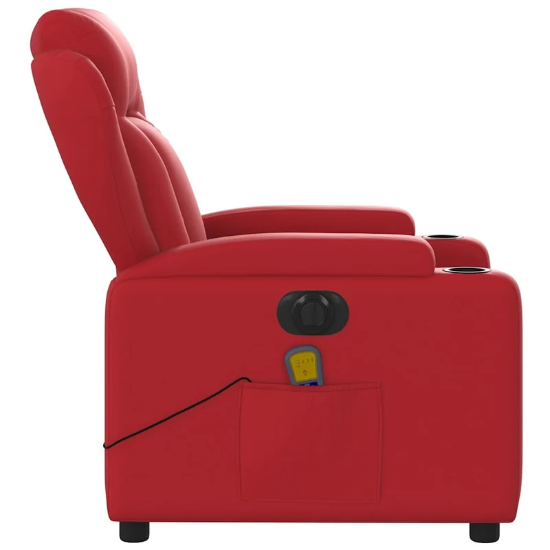 Fauteuil de relaxation TV fonction massage inclinable électrique 6 points de massage en PVC rouge DEC027261