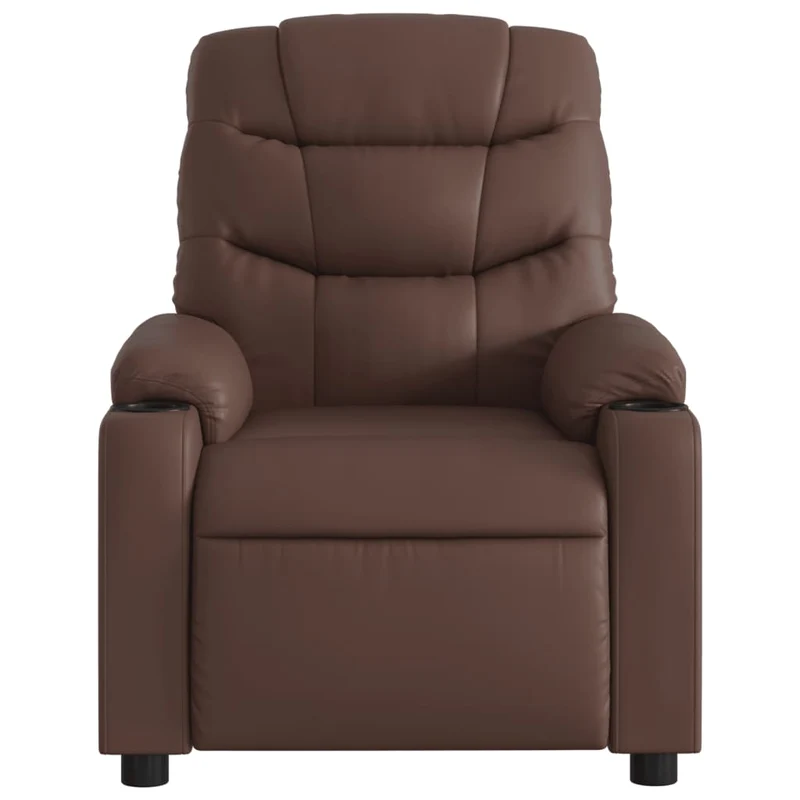 Fauteuil de relaxation TV fonction massage inclinable électrique 6 points de massage en PVC marron DEC027202