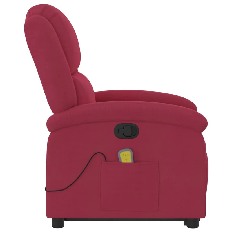 Fauteuil de relaxation TV fonction massage inclinable levage électrique en velours rouge bordeaux DEC027098