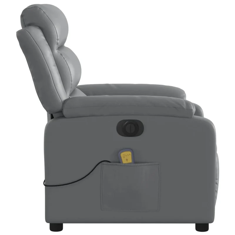 Fauteuil de relaxation TV fonction massage inclinable électrique 6 points de massage en PVC gris DEC027180