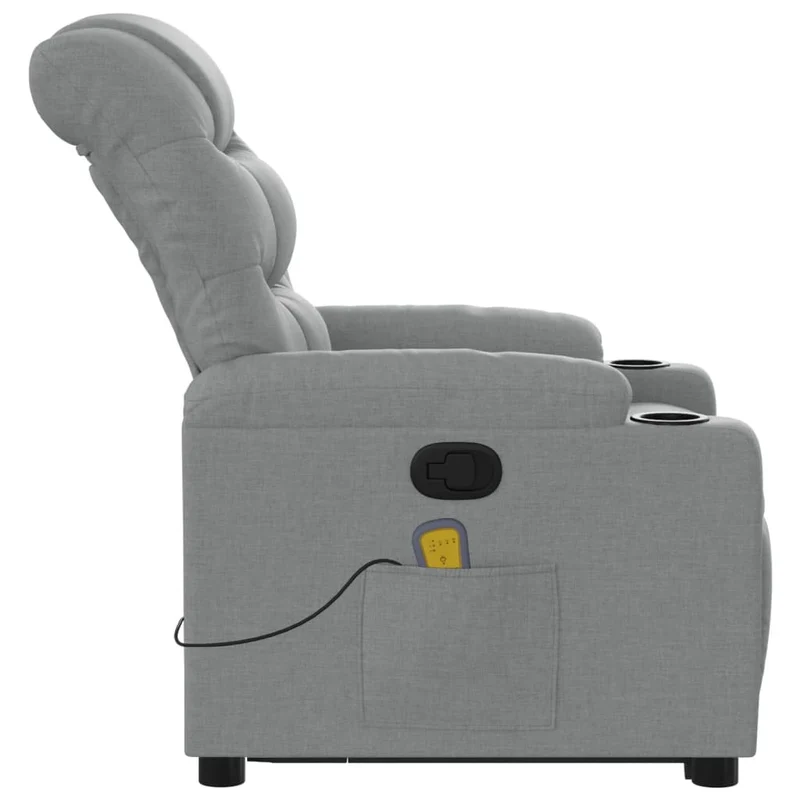 Fauteuil de relaxation TV fonction massage inclinable levage électrique en tissu gris clair DEC026904