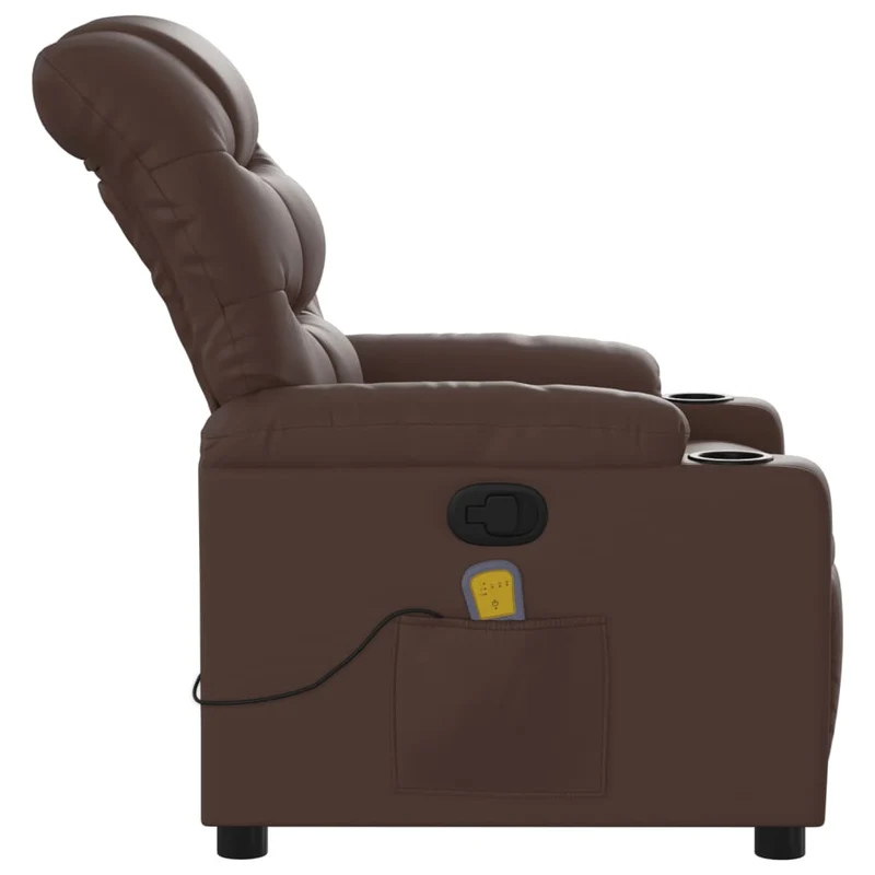 Fauteuil de relaxation TV fonction massage inclinable 6 points de massage en PVC marron DEC027004