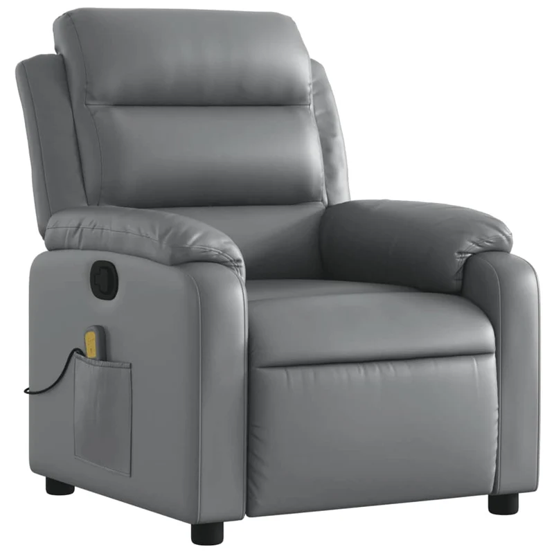 Fauteuil de relaxation TV fonction massage inclinable 6 points de massage en PVC gris DEC026981