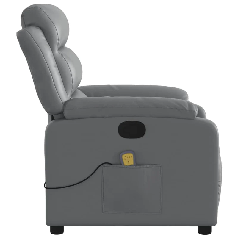 Fauteuil de relaxation TV fonction massage inclinable 6 points de massage en PVC gris DEC026981