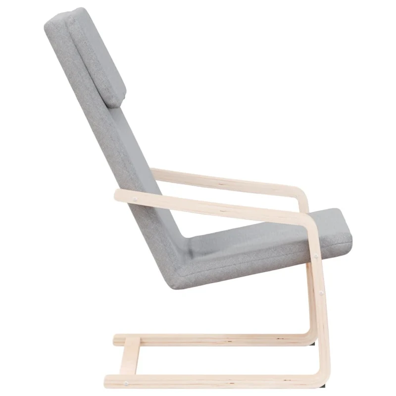 Fauteuil chaise de canapé design simple en tissu gris clair et bois de bouleau DEC026668