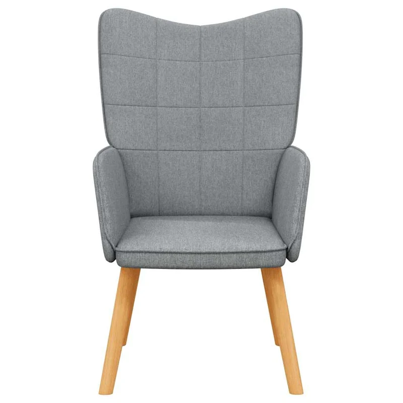 Fauteuil chaise de canapé design moderne et tissu gris clair et bois DEC026663