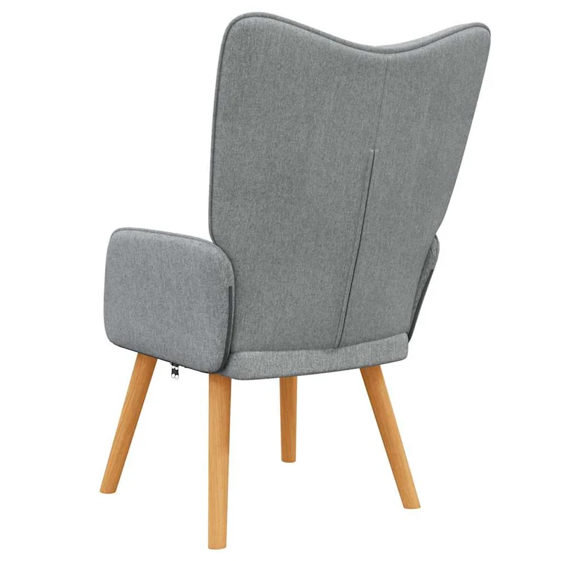 Fauteuil chaise de canapé design moderne et tissu gris clair et bois DEC026663