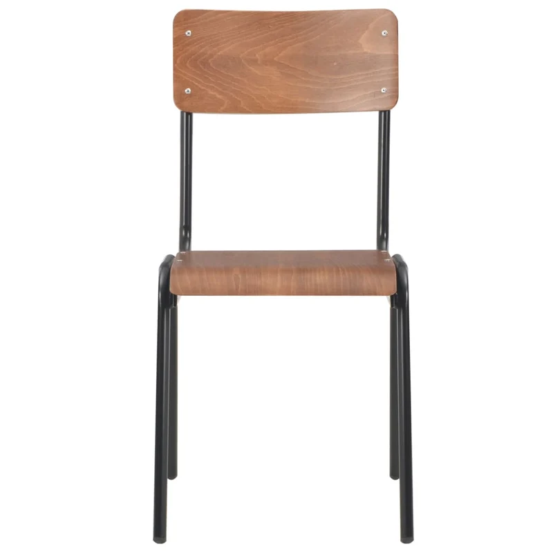 Set de 4 chaises de salle à manger design classique contreplaqué marron solide et acier DEC025636