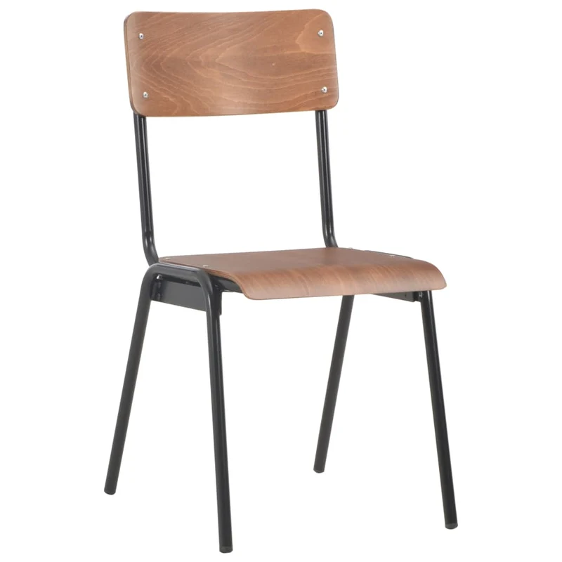 Set de 4 chaises de salle à manger design classique contreplaqué marron solide et acier DEC025636