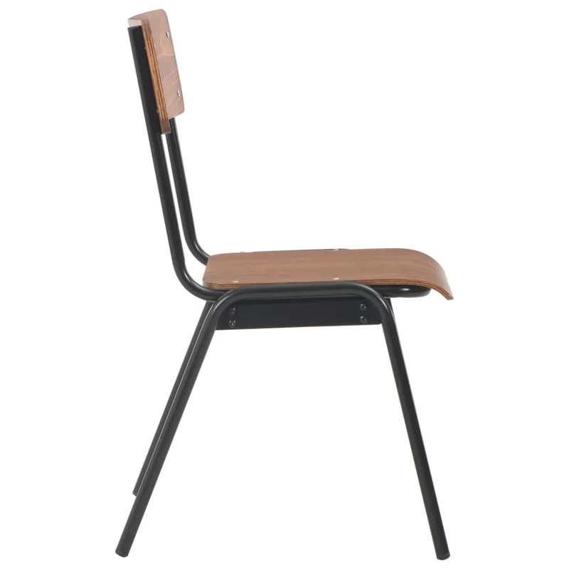 Set de 4 chaises de salle à manger design classique contreplaqué marron solide et acier DEC025636