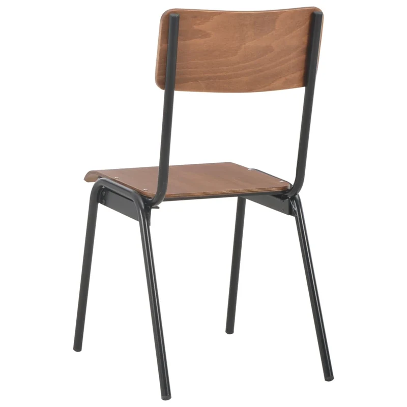 Set de 4 chaises de salle à manger design classique contreplaqué marron solide et acier DEC025636